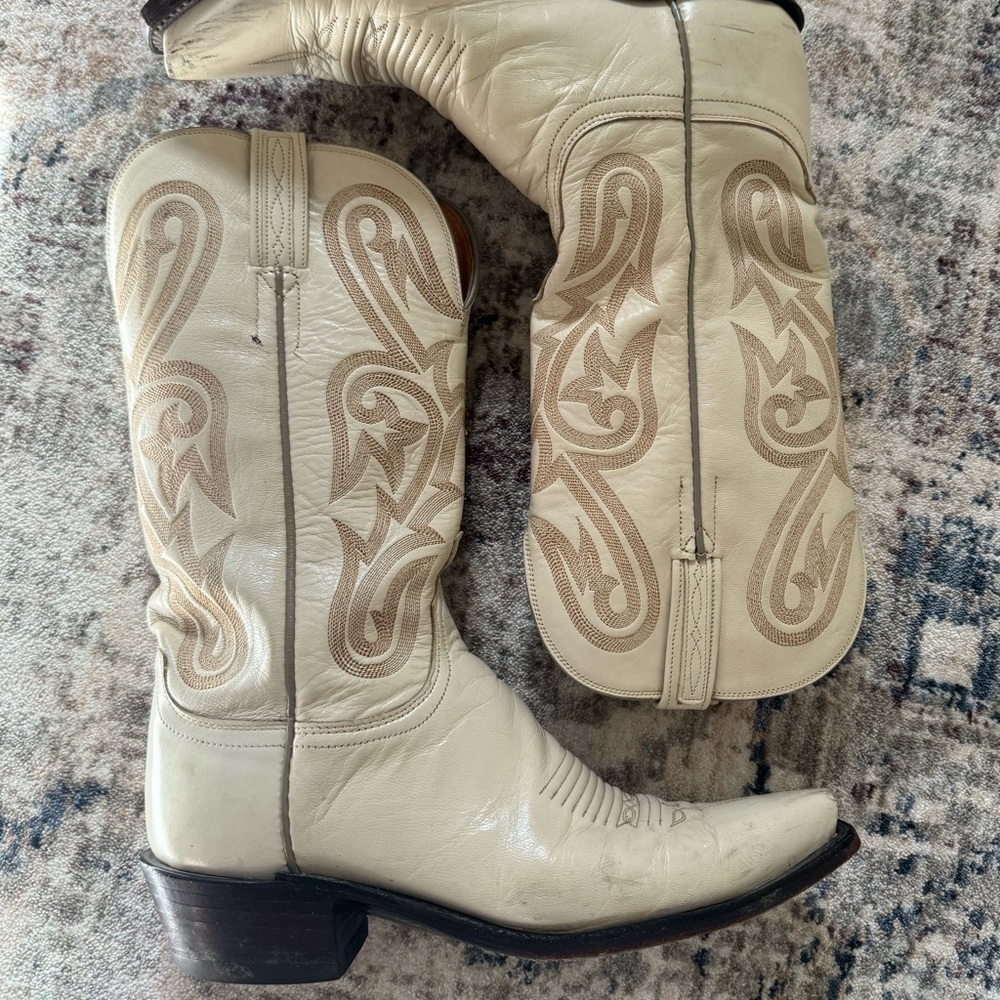 White Lucchese Cowboy Boots